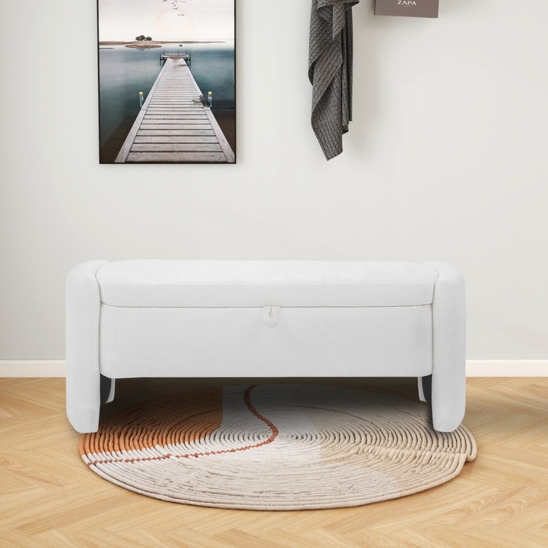 Banc de rangement rembourré 100% polyester Battifora, Blanc