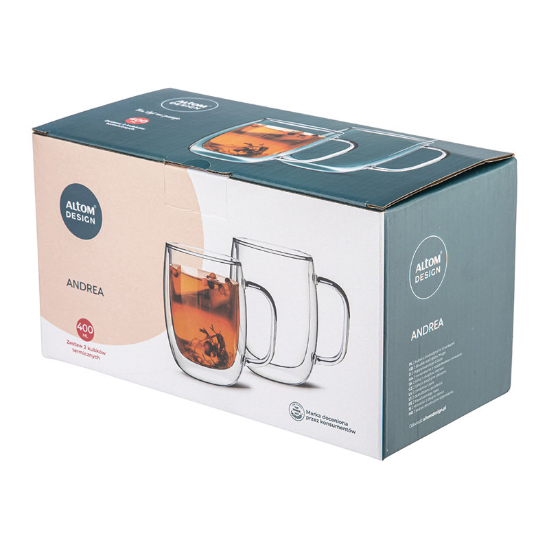 Andrea set of 2pcs high borosilicate glass 400ml