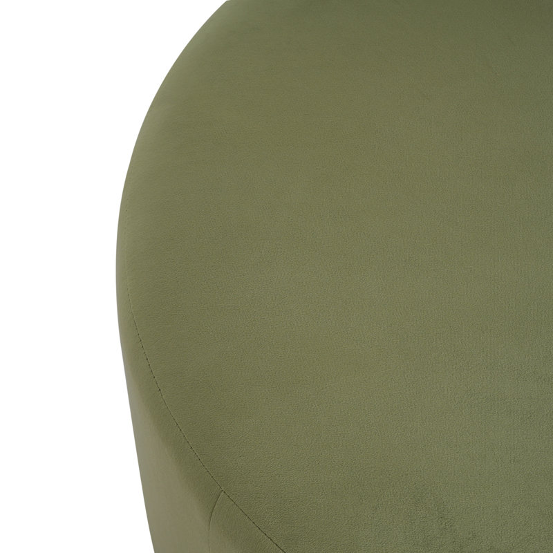 Velvet Round Ottoman, Olive Green