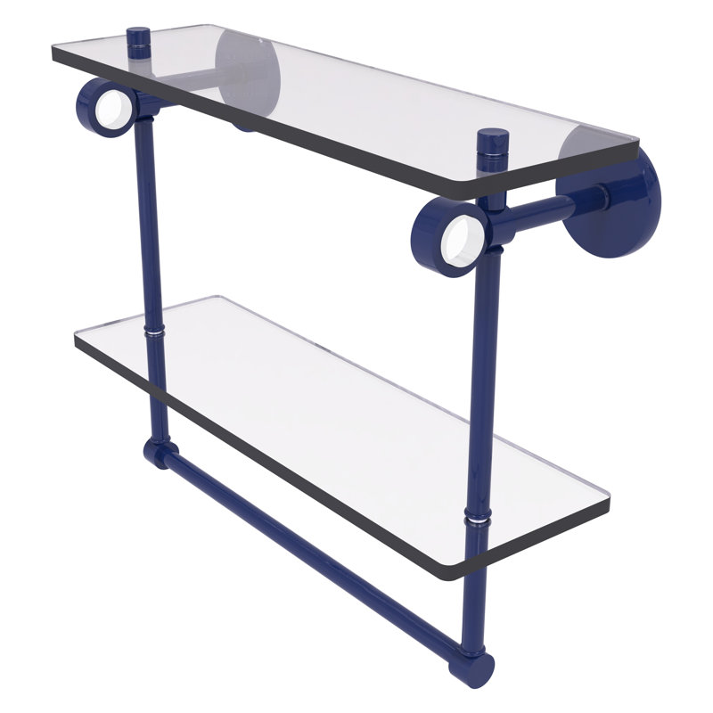 Tablette flottante 2 pièces avec barre à serviettes Clearview, H 12,8 po x l 16 po x P 5,6 po, Bleu méditerranéen