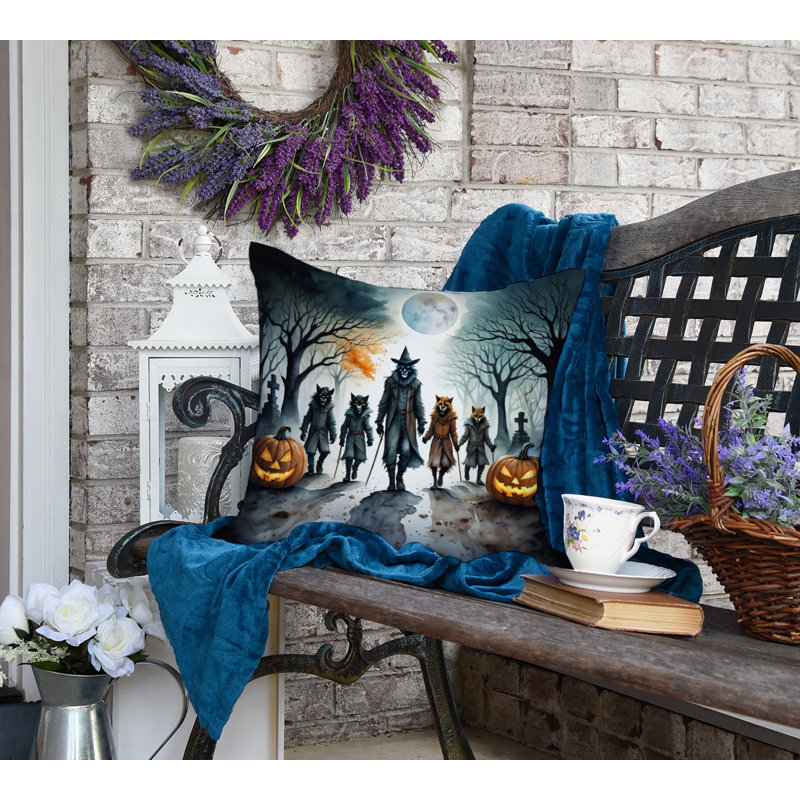 Coussin décoratif intérieur / extérieur en polyester More / Spooky More Spooky Halloween, 18 po x 18 po