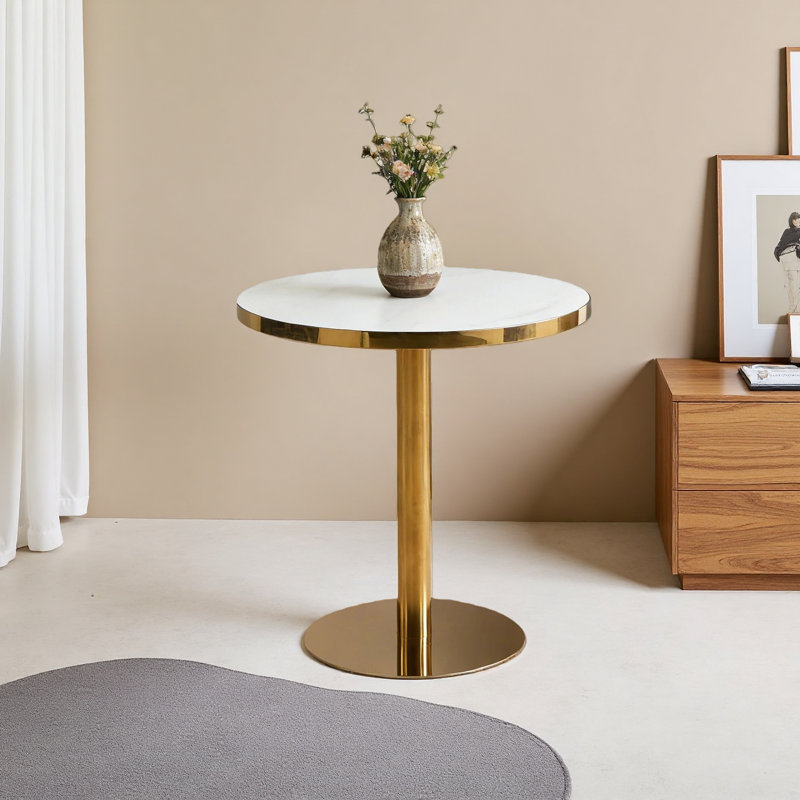 Table à piédestal 31,5 pouces de style Mid-Century moderne, table de salle à manger multifonctionnelle pour 4 à 6 personnes et grande table basse, plateau en panneau de fibres à densité moyenne pour le salon, la cuisine et le bureau