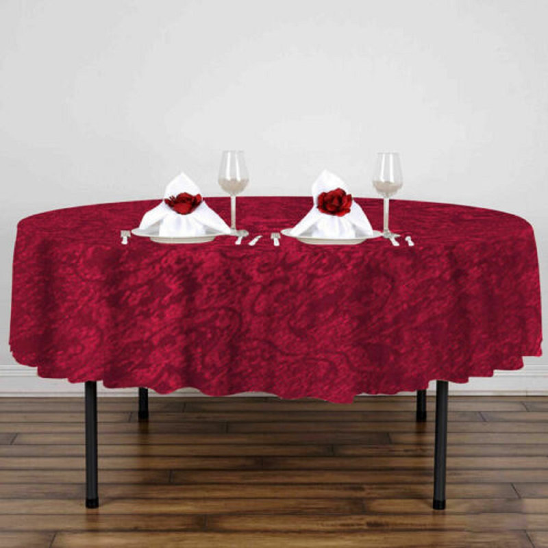 Microfiber Classic Damask Printed Jacquard  Table Cloth, Red