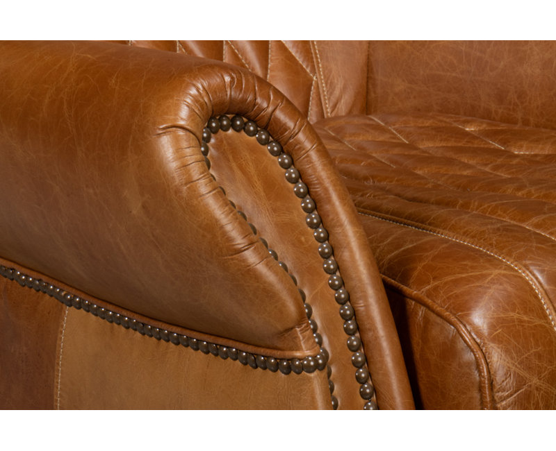 Bugatti Swivel Club Chair, Cuba Brown Genuine Leather