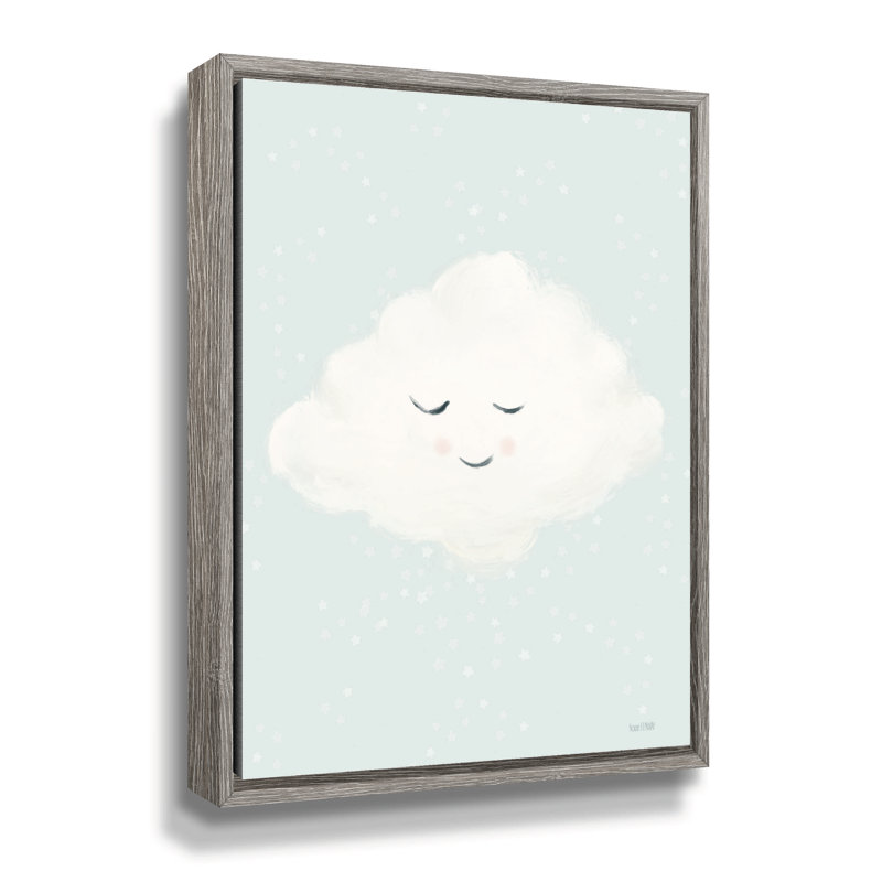 Petit nuage sur toile par House Fenway, Cadre flottant gris et blanc, H 24 po x l 32 po x P 2 po