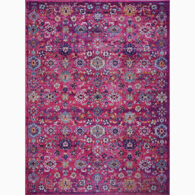 Adiel Oriental Machine Woven Polypropylene Area Rug in Pink -  East Urban Home, 74B76B6B0B9949FCBF8BF7952B19B89A