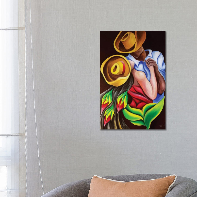 Dancing - Painting on Canvas, 66.04 cm H x 45.72 cm W, White Framed