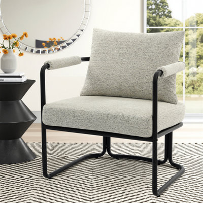 Mid-century Modern Upholstered Accent Chair With Ultra Thick Cushion And Industrial Metal Frame