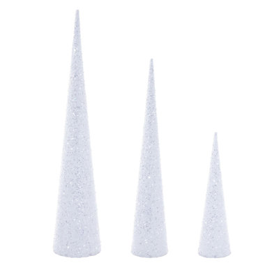 Ensemble de 3 arbres à cône blanc 15 po / 24 po / 30 po Vickerman