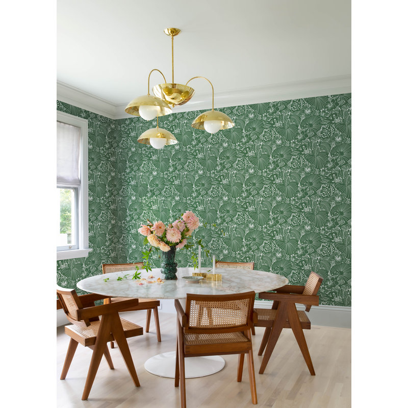 Papier peint floral Idalia, Vert