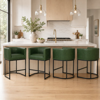 Upholstered Counter Height Stool with Metal Frame