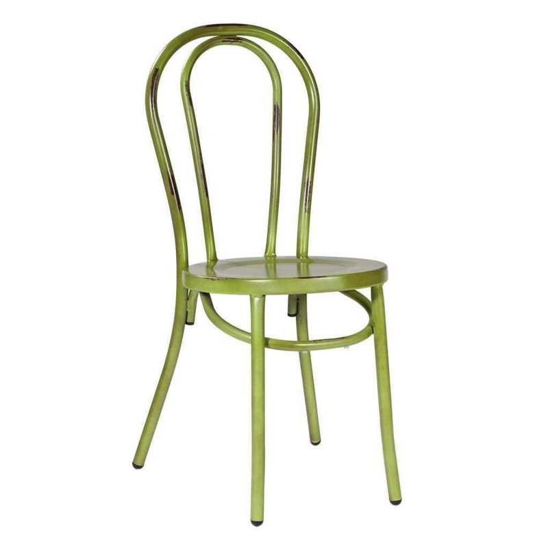 Gittens 42.5cm H Metal Slat Back Side Chair, Vintage Green