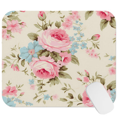 Floral Cottage Cottagecore Pink Flowers Cottage Farmhouse Gaming Cute Office Laptop Desk Pad Gift Mat Square Rectangle Non-Slip Mousepad