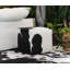 Repose-pieds en cuir de vache - pouf décoratif noir et blanc
