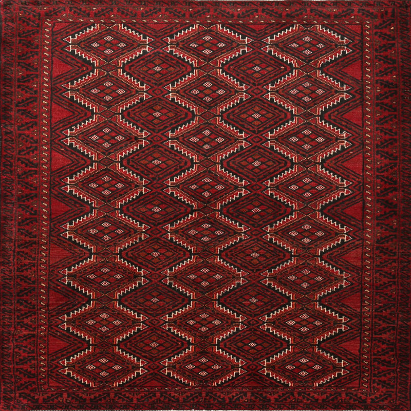 Tapis rouge à motif sud-ouest, Carré 3 pi