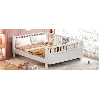 White Full Platform Bed For , Low Design Safe Sleep, 2.8 - Inch Gap In Fence To Hazard