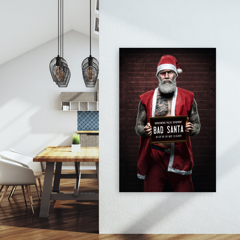 «Bad Santa Mugshot», impression murale abstraite moderne, 60" H x 40" W