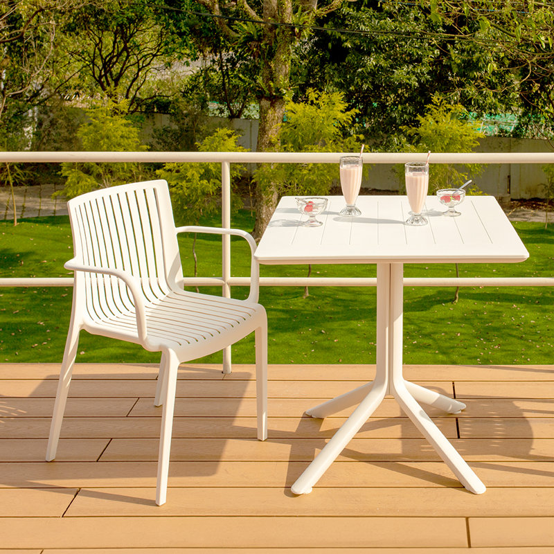 Venice Square Resin Dining Table, White