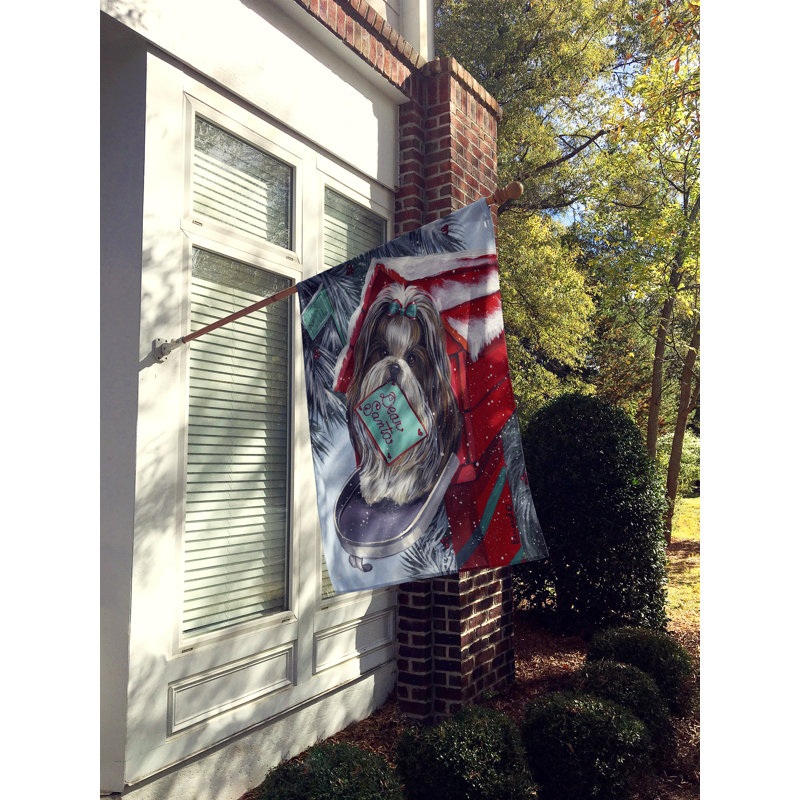 Hvidovre Double Sided 40'' H x 28'' W Polyester Animal House Flag, Shih Tzu Christmas Letter To Santa