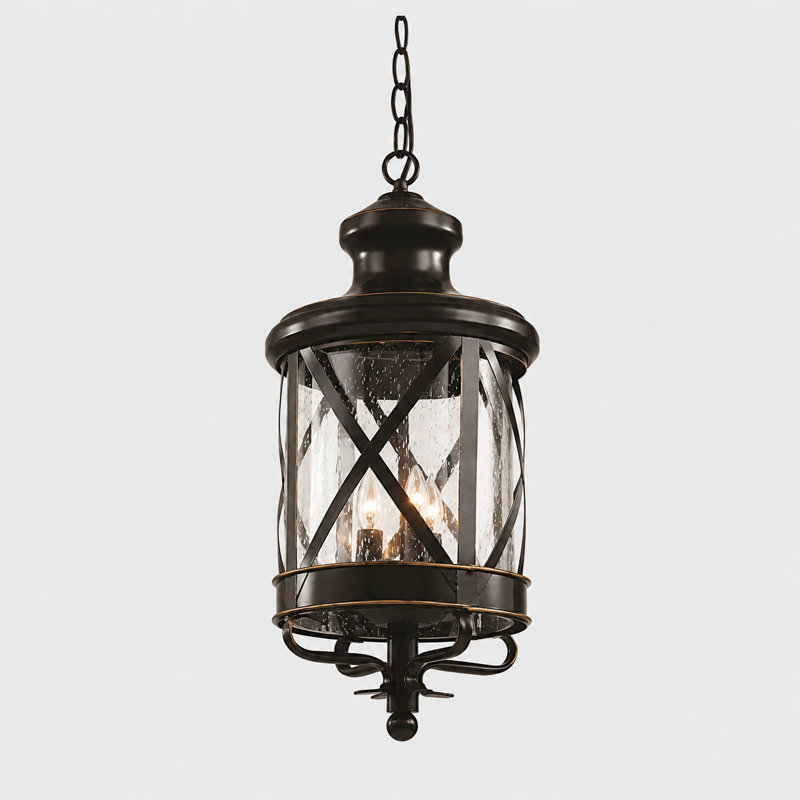 Lanterne suspendue d'extérieur en bronze huilé Richie 4 lumières H 25,25 po Richie