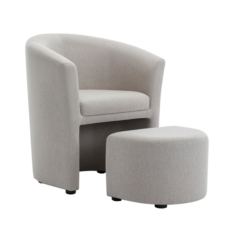 Alleria Fabric Accent Chair with Ottoman, Beige