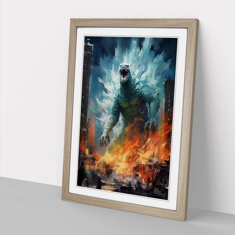 Godzilla Impressionism - Framed Print