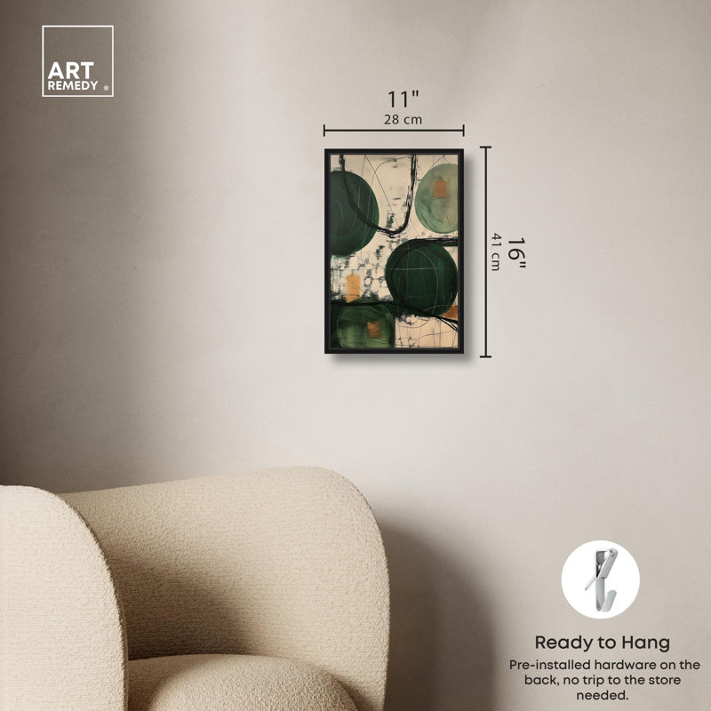 Art abstrait sur toile Greenlight Breeze II par Art Remedy, Cadre noir, H 16 po x l 11 po