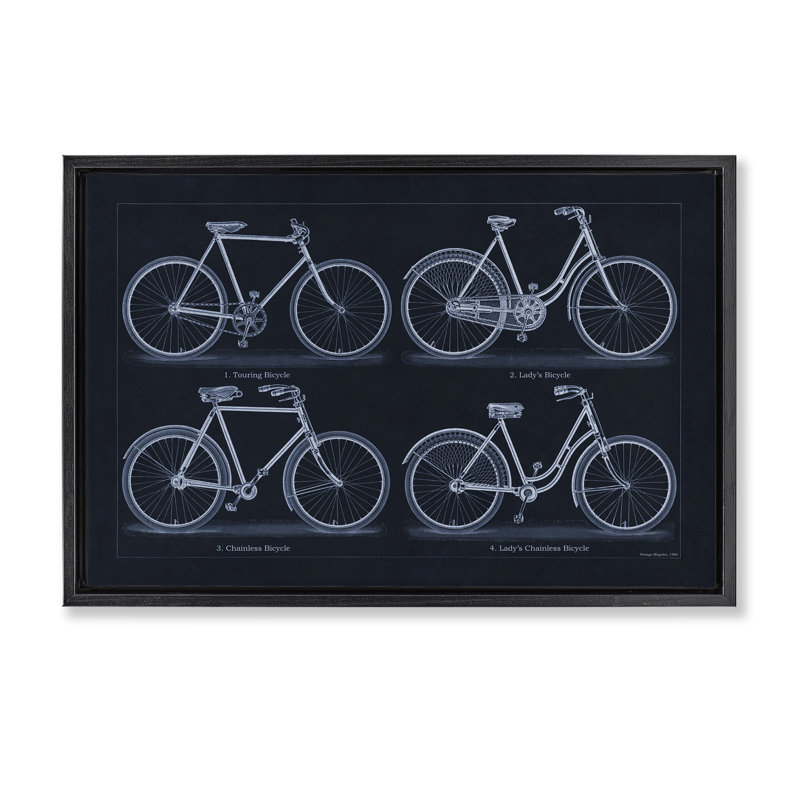 Cadre flottant traditionnel de style bicyclette, design par Phillipa Katz, H 17 po x l 25 po, Cadre flottant noir de jais