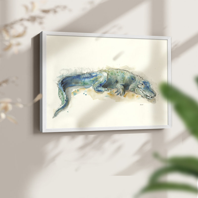 Alligator -Framed Print - Restickable, H 11 po x l 14 po, Blanc