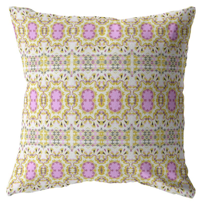Coussin à fermeture à glissière Geo, 18" x 18", Jaune