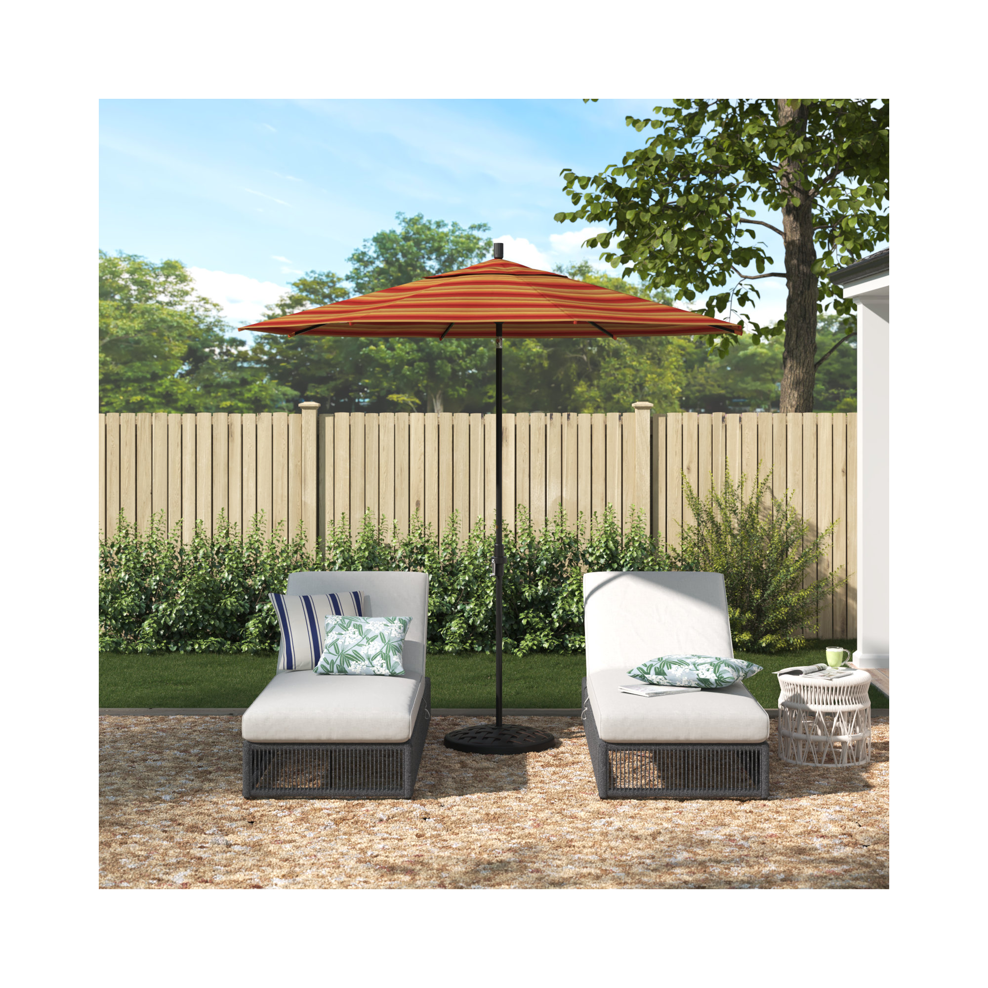 Garita 108'' Market Sunbrella® Umbrella, Astoria Sunset Sunbrella®, Stone Black