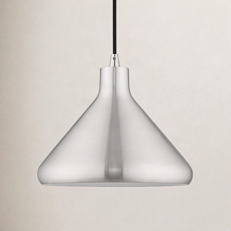 Luminaire suspendu conique à 1 lumière Schultz, H 14 po x l 10,5 po x P 10,5 po, Aluminium brossé