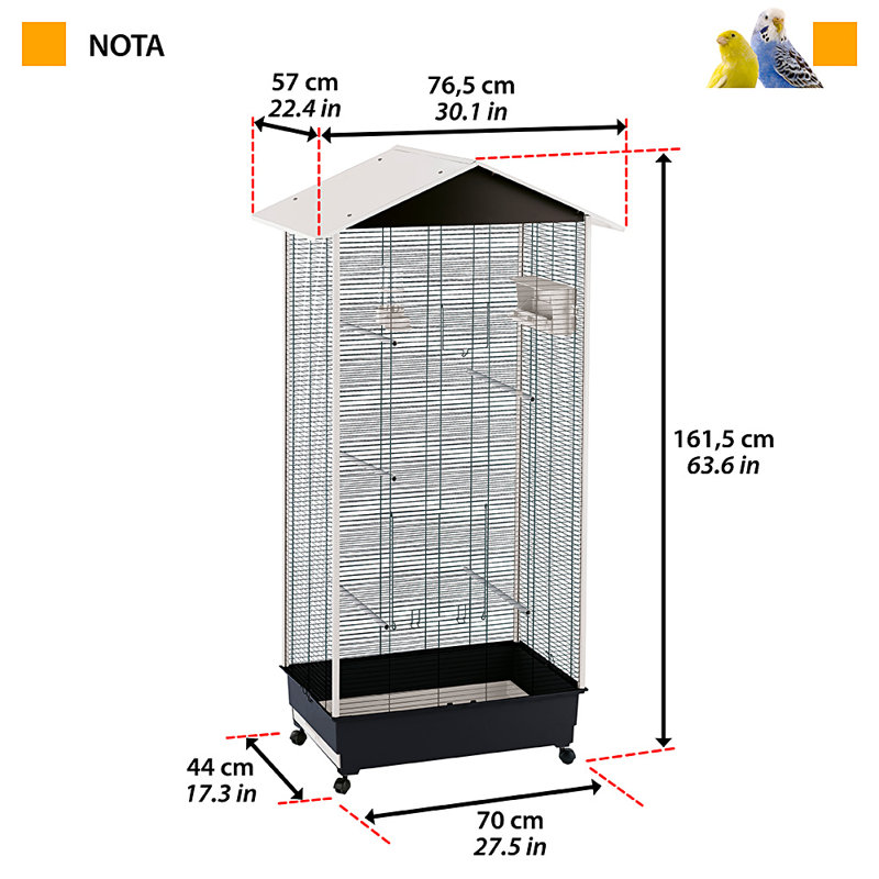 161.5cm Pointed Top Floor Bird Cage with Wheels