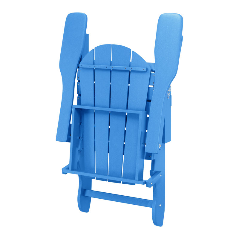 Chaise Adirondack pliante en plastique pour 2 personnes avec table Laguna, Bleu Pacifique