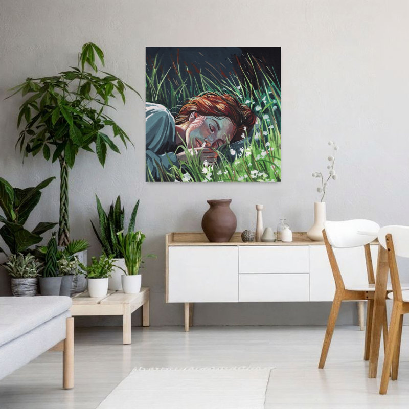«Summer Meadow Calm Dreamy Peaceful Abstract Summer Flower», reproduction d'art murale, 36" H x 36" W