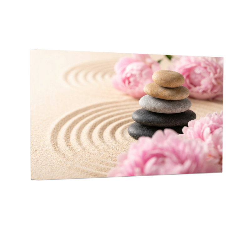 Fashion, calme, sable, ondulation, pierres, fleurs, jardin zen paisible, H 12 po x l 18 po
