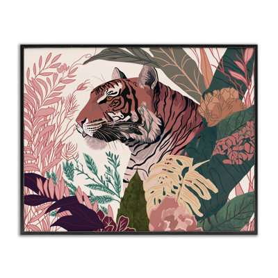 «Tiger Peeking from Leaves», estampe numérique par Fab Funky