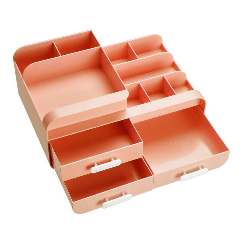 Maariyaah Plastic Desk Organiser, Pink