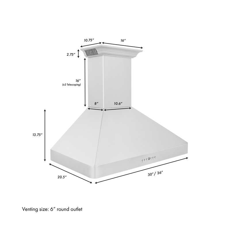30'' Stainless Steel Wall Mount Range Hood with Charcoal Filter