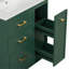 Ensemble de meuble-lavabo classique vert forêt de 30 po avec trois tiroirs, dont un tiroir double couche, avec de longues poignées dorées - pour les petites salles de bain