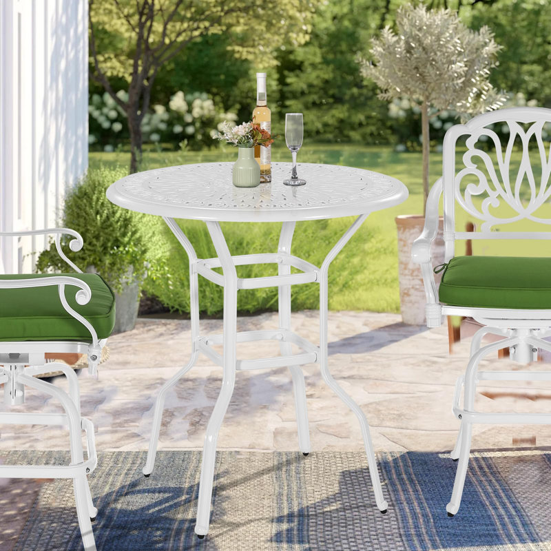 Table d'extérieur Tihomir L 35,2 po x l 35,2 po, Blanc