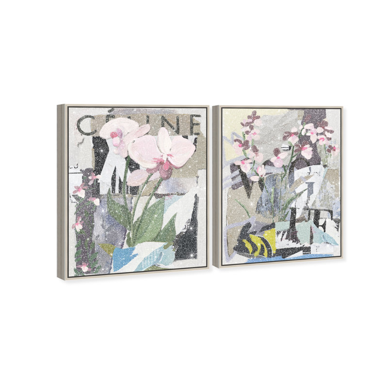 Fine Art Fashion Set Floral & Botanical Canvas Print by Oliver Gal, Black Frame, 16 x 20, 37"H x 46"W, Silver Floater Frame