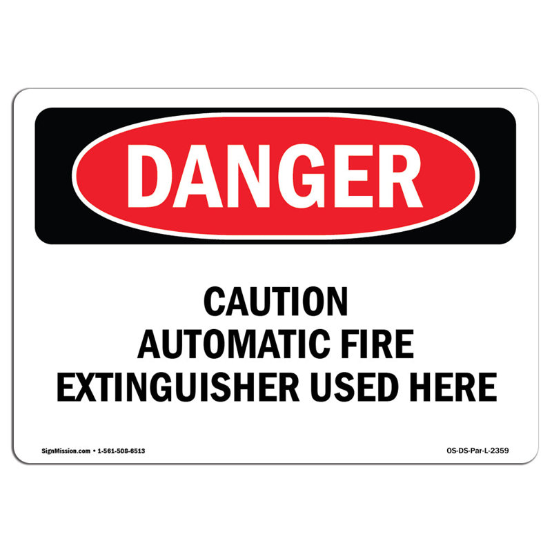 Extincteur automatique Attention utilisé à l'intérieur de l'enseigne en aluminium 12 x 18, H 12 po x l 18 po x P 0,1 po
