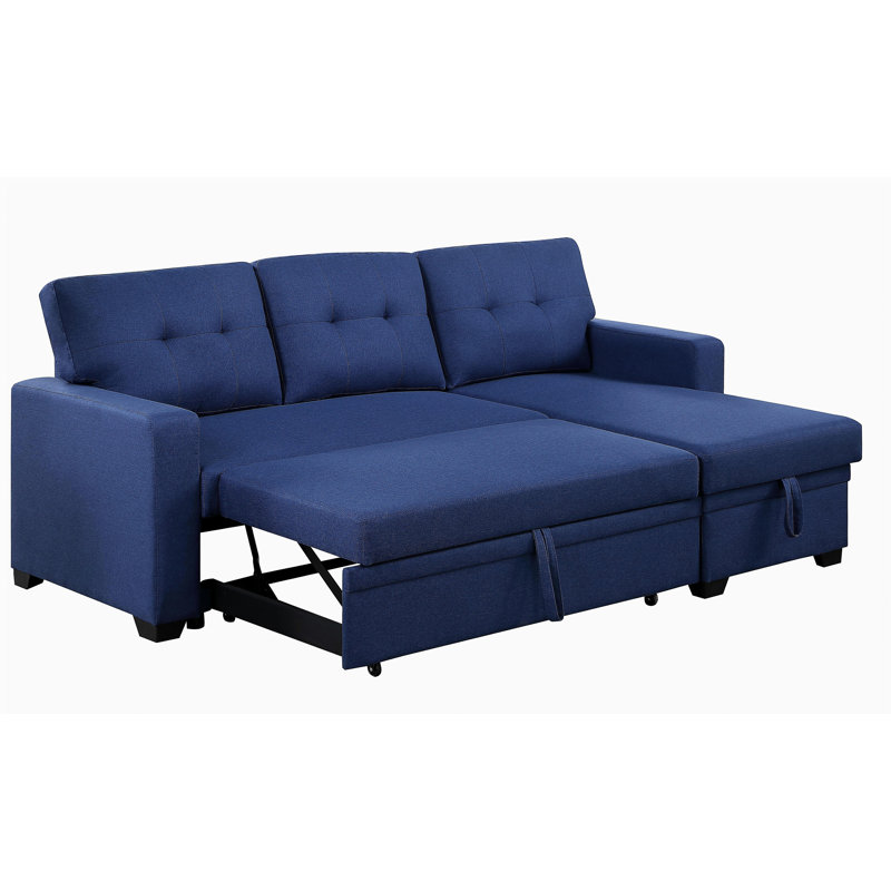 Upholstered Pull out Sectional Sofa with Chaise