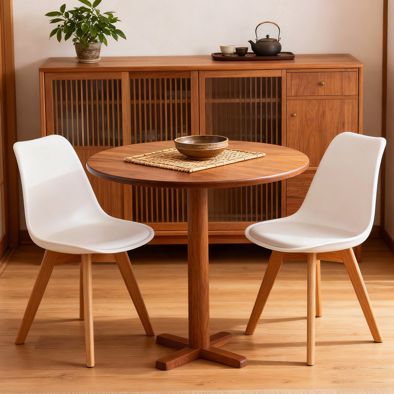 Ensemble de quatre chaises de salle à manger avec pieds en bois pour la cuisine et la salle à manger, Blanc