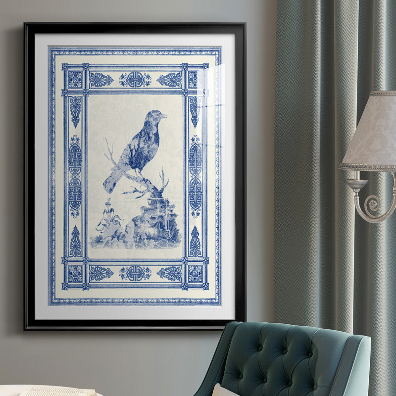 Toile De Jouy I - Impression de cadre photo unique sur papier, H 42,5 po x l 30,5 po x P 1 po, Noir