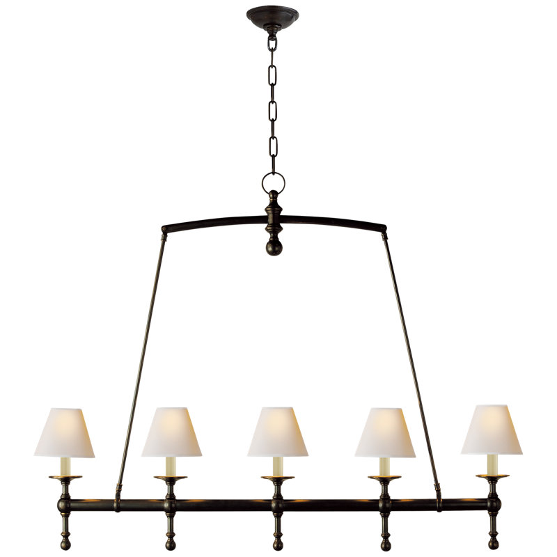 Chapman & Myers Classic Linear Chandelier, Bronze, Fabric