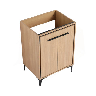 Armoire de rangement de salle de bain avec portes à fermeture douce, meuble-lavabo simple