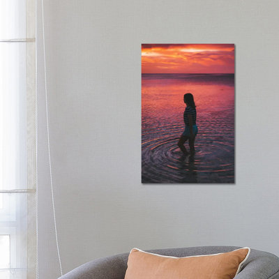 Sunset Girl Ocean Ripples by James Vodicka - Wrapped Canvas Gallery-Wrapped Canvas Giclée