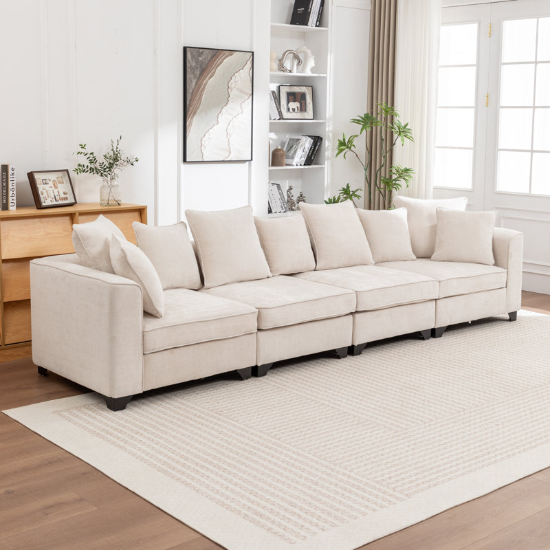 Canapé modulaire rembourré 4 pièces Bennett, Beige